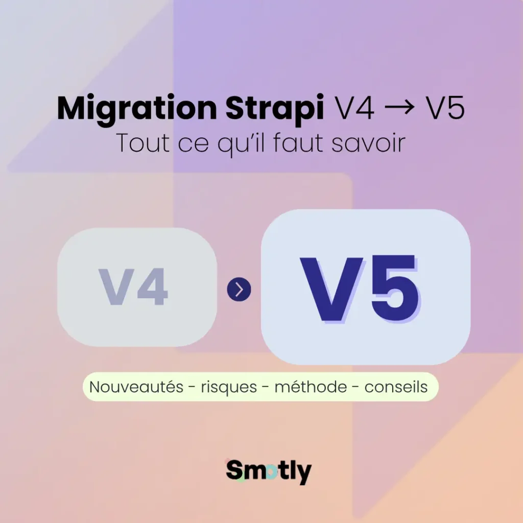Miniature représentant la migration de Strapi V4 vers V5 avec une flèche de progression